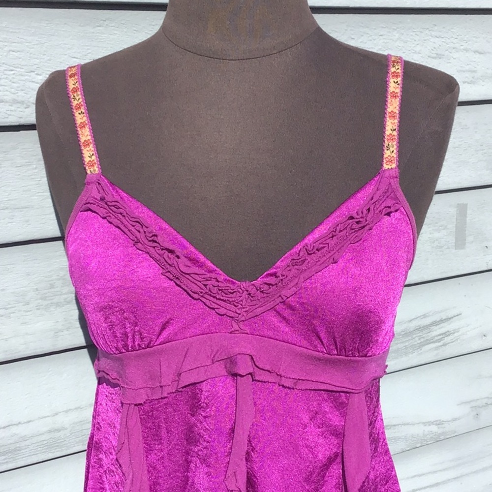 Free People Bright Orchid Ruffle Camisole XS - Picture 2 of 7